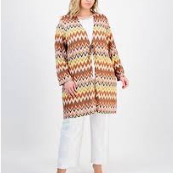 Kasper Valencia Muliticolor Chevron Knit Sweater Western Farmhouse Bohemian - Picture 9 of 9